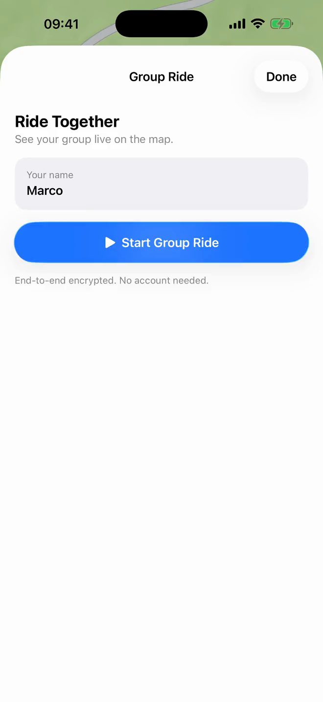 ScoutRoute screen recording: Starting a group ride